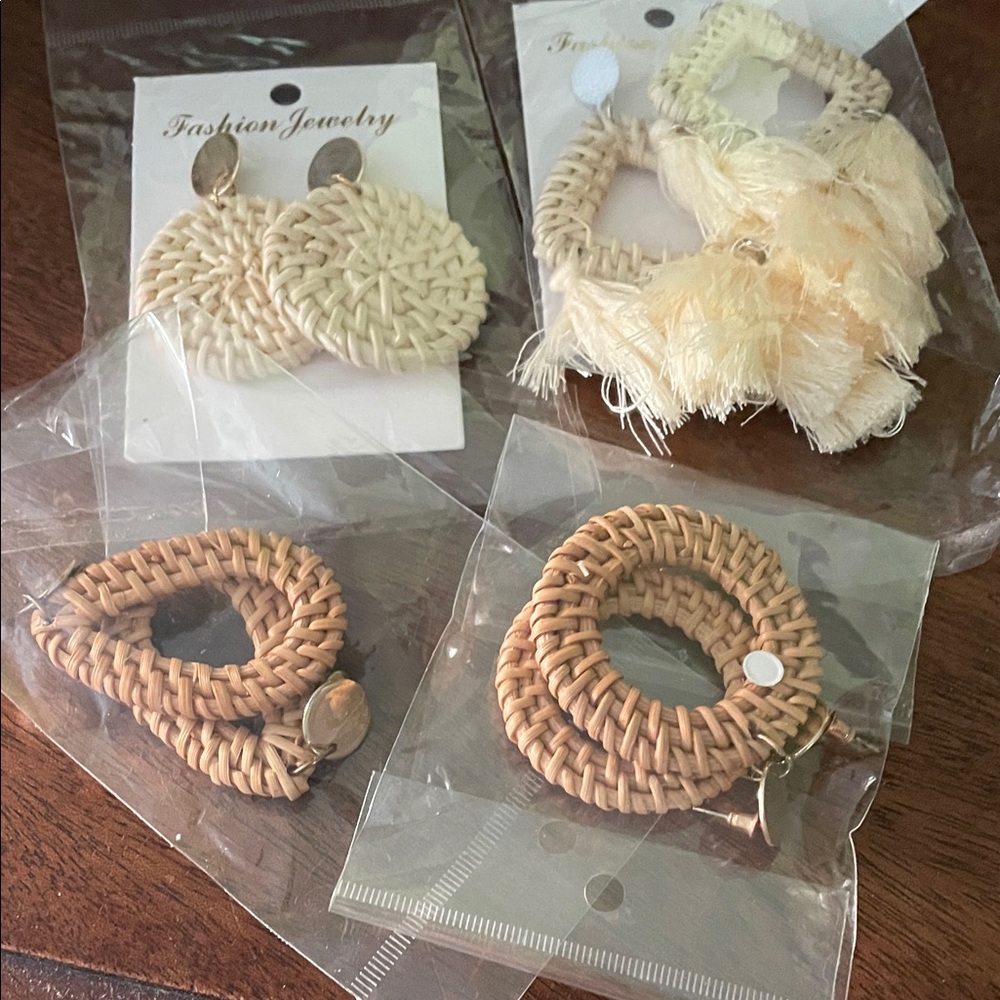 4 for $15 Boho Woven Earrings NIP